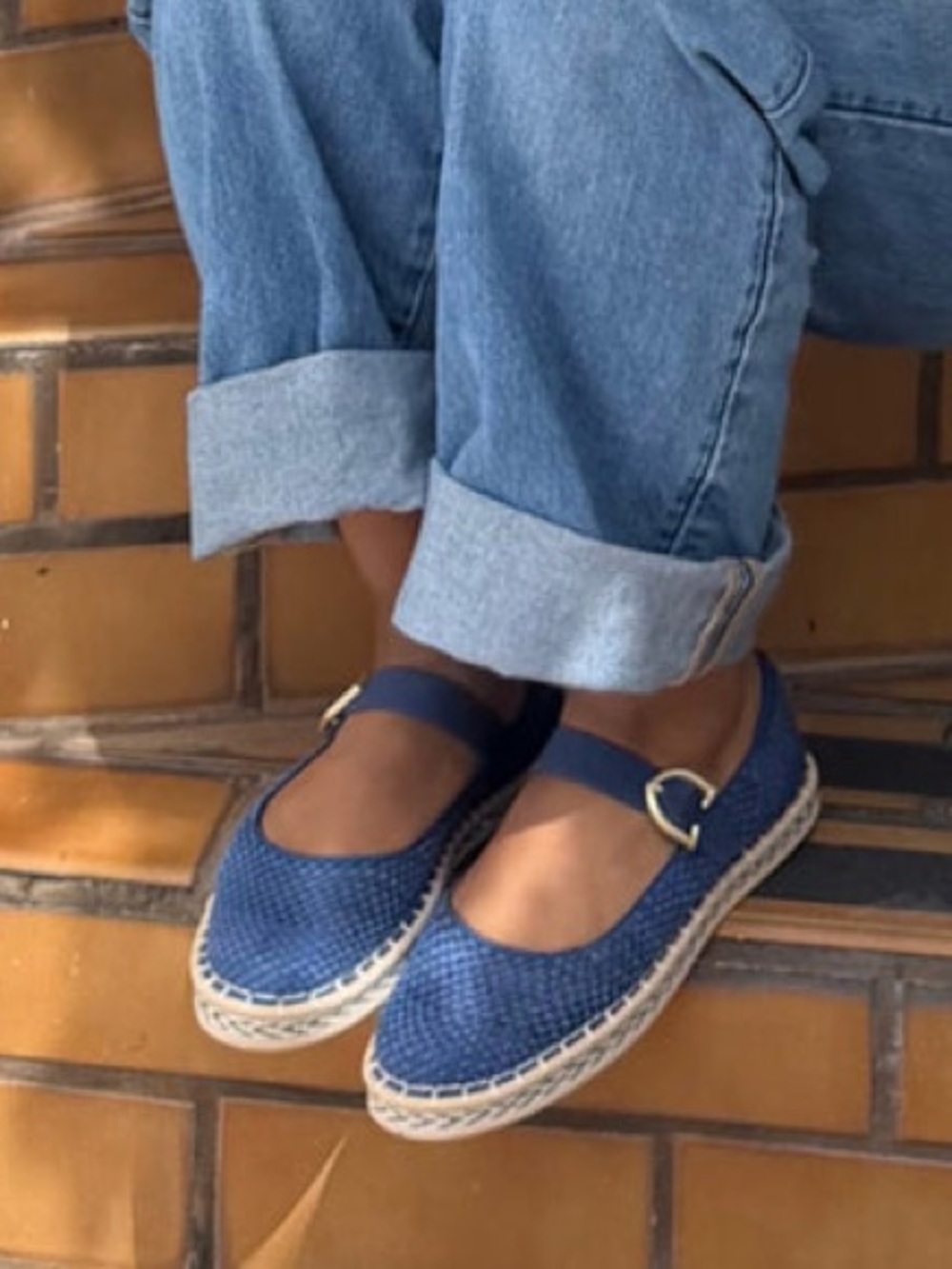 Rothy’s The Espadrille Mary Jane in Blue Breeze Denim Hemp Size 12